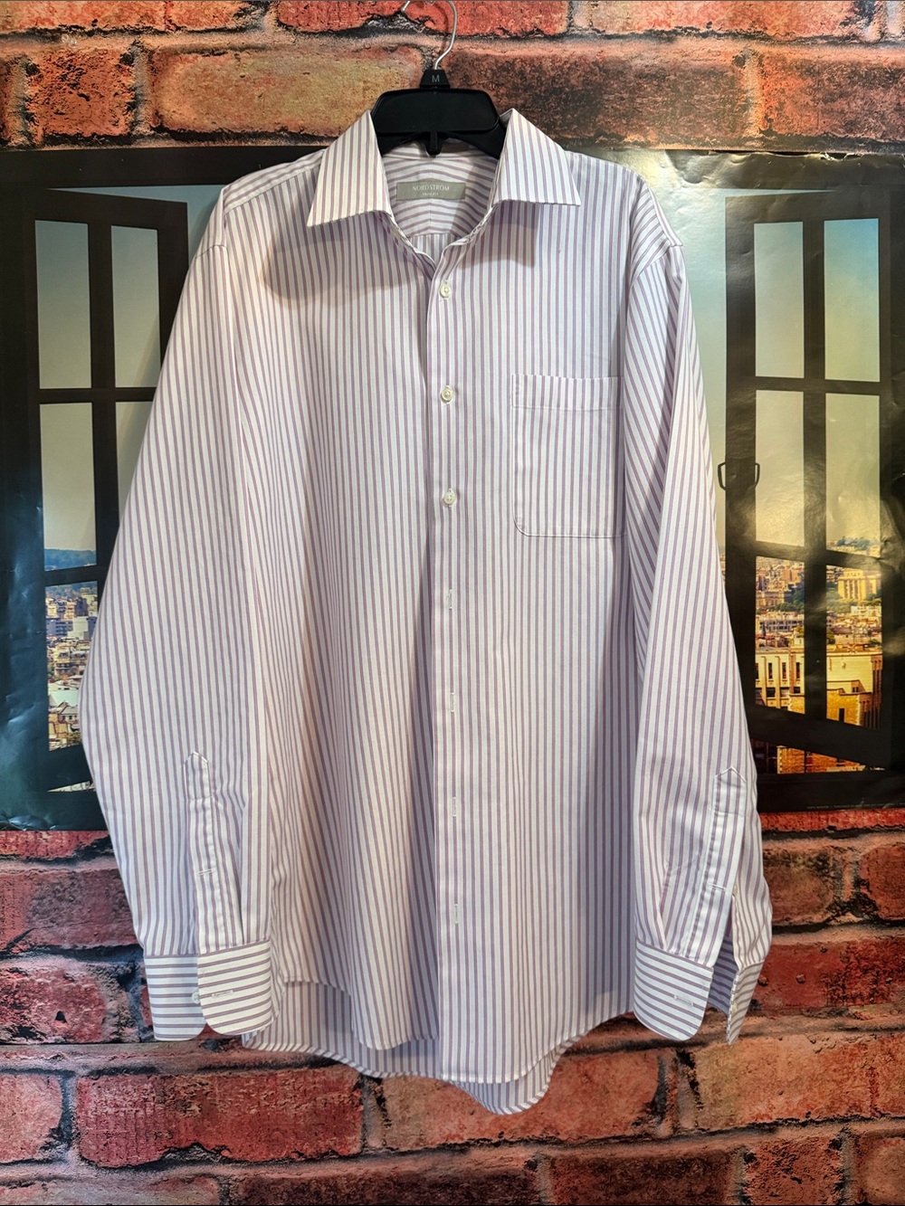 Nordstrom Lavender and White Striped Button-Down Shirt